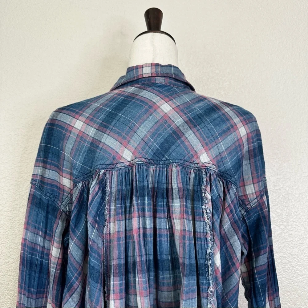Free People We the Free Seeking Starlight Oversized Plaid Button Down, Size XS